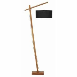 Tout neuf đ ATHM Design Lampadaire LENNY Noir - abat jour Tissu pieds Bois đ