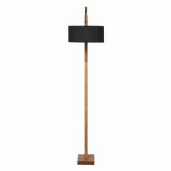 Tout neuf 🔔 ATHM Design Lampadaire LENNY Noir - abat jour Tissu pieds Bois 👍 -Optonica Soldes 8790266423300 4