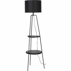 De gros â€ïž ATHM Design Lampadaire HAINES Noir - abat jour Tissu pieds Metal Noir đ