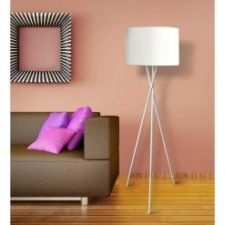 Offres 🔥 ATHM Design Lampadaire MIKADO Blanc - abat jour Tissu pieds Metal 🌟 -Optonica Soldes 8790266505037 5