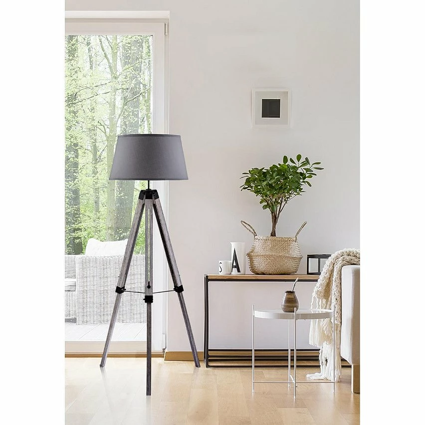 Le moins cher đ ATHM Design Lampadaire ASHER Gris - abat jour Tissu pieds Bois đ 2 Le moins cher đ ATHM Design Lampadaire ASHER Gris - abat jour Tissu pieds Bois đ â Image 2