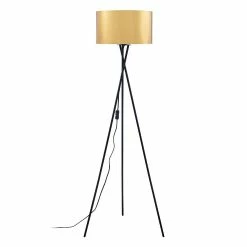 Nouveau ✨ ATHM Design Lampadaire MIKA Noir - abat jour PVC doré pieds Metal 🥰