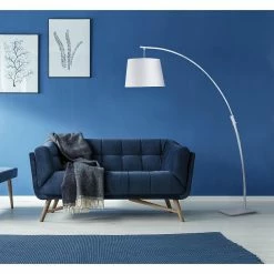 Le moins cher 🌟 ATHM Design Lampadaire PATRIZIA Blanc - abat jour Tissu pieds Metal 🔥 -Optonica Soldes 8790266612032 5