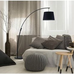 Remise 🌟 ATHM Design Lampadaire PATRIZIA Noir - abat jour Tissu pieds Metal ✔️ -Optonica Soldes 8790266612308 2