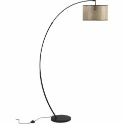 Sortie 🎁 ATHM Design Lampadaire TACOMA Beige - abat jour PVC Rotin pieds Metal 🧨