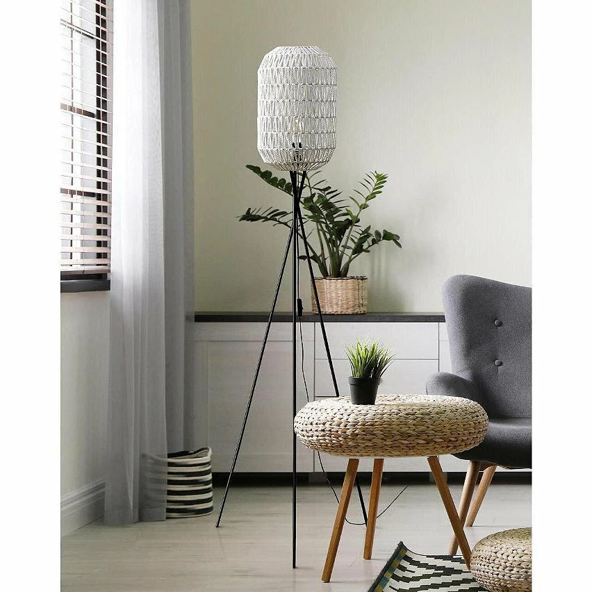 Grosses soldes ✨ ATHM Design Lampadaire CHICAGO Blanc - abat jour Papier Rotin pieds Metal ✔️ 2 Grosses soldes ✨ ATHM Design Lampadaire CHICAGO Blanc - abat jour Papier Rotin pieds Metal ✔️ – Image 2