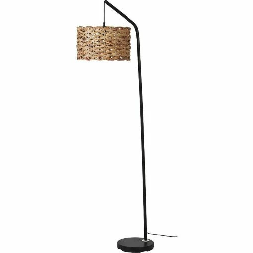 De gros 🥰 ATHM Design Lampadaire ASGER Beige - abat jour Rotin pieds Metal Noir 🥰 -Optonica Soldes 8790268405175 1