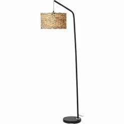 De gros 🥰 ATHM Design Lampadaire ASGER Beige - abat jour Rotin pieds Metal Noir 🥰 -Optonica Soldes 8790268405175 4