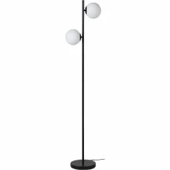 Acheter ⌛ ATHM Design Lampadaire RETRO Noir - abat jour verre pieds metal brossé ⌛